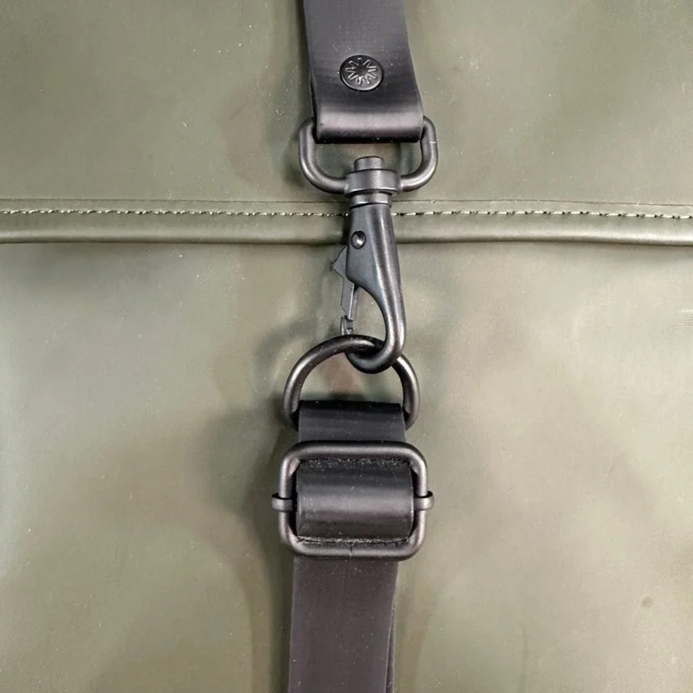 Rains Backpack Mini Olive Green Waterproof Matte Rucksack Carabiner Clasp